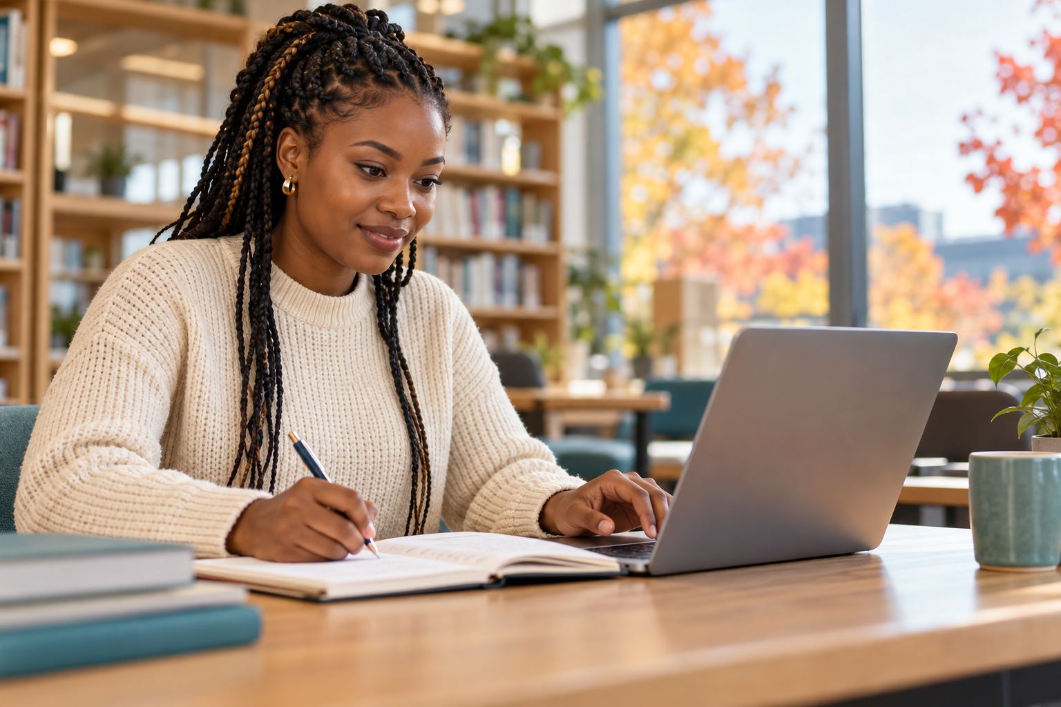 Une jeune professionnelle prépare son projet et ses recherches